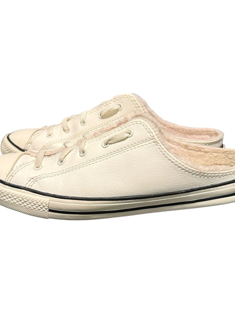 Converse CTAS DAINTY Mule Slip Egret Faux Leather Fur Sandal Womens Size 7.5 - Picture 5 of 9